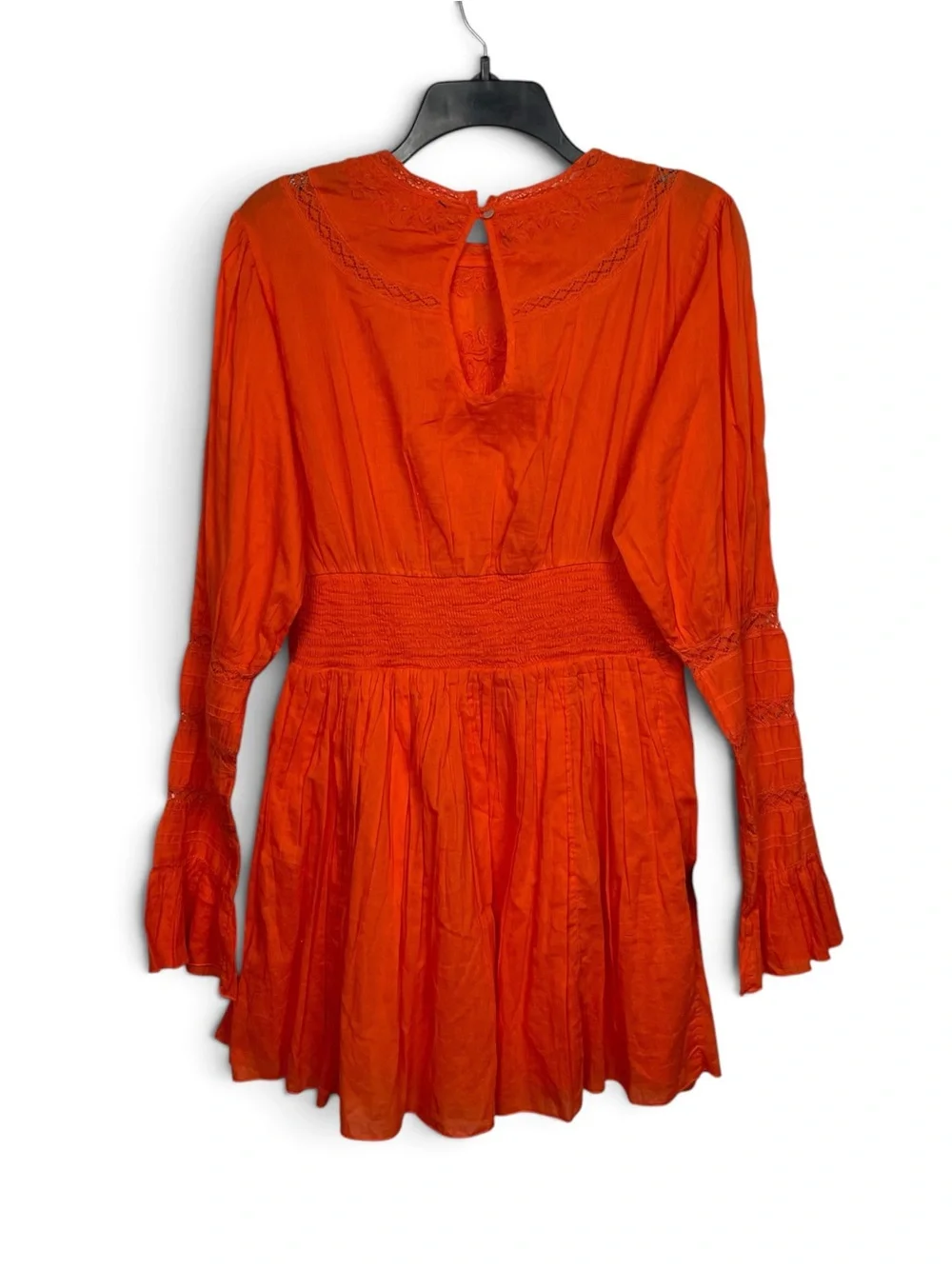 NEW Free People Boho clementine Orange Long-Sleeve lace Mini Dress size 8